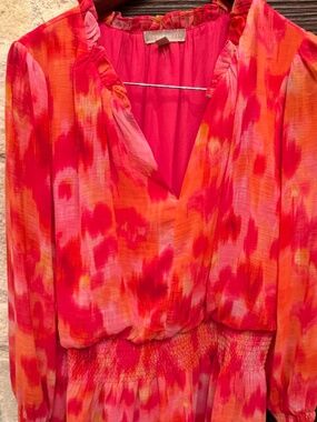 Long Sleeve rayon blend v-neck dress